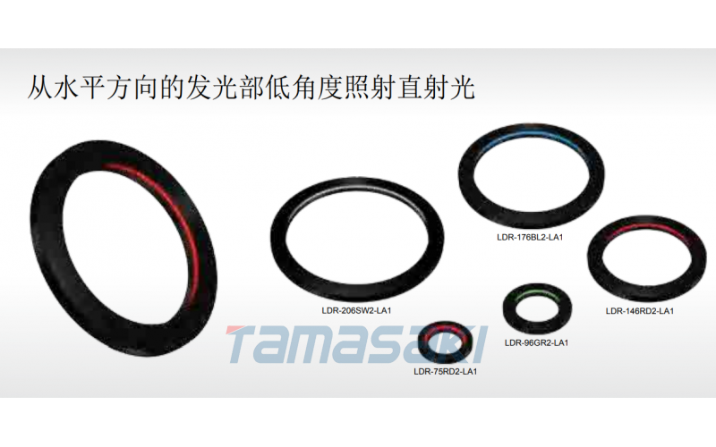 LDR-75GR2-LA1 標準品 外徑φ75mm、內徑φ46mm、高さ10mmの緑色照明。