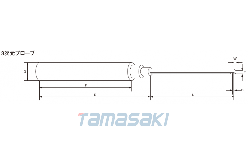 用于 3 軸的霍爾探頭 5000 系列 高斯計用霍爾探頭  型號：T-571