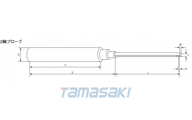 用于 2 軸的霍爾探頭 5000 系列 高斯計用霍爾探頭  型號：T565V、T565H、T565B